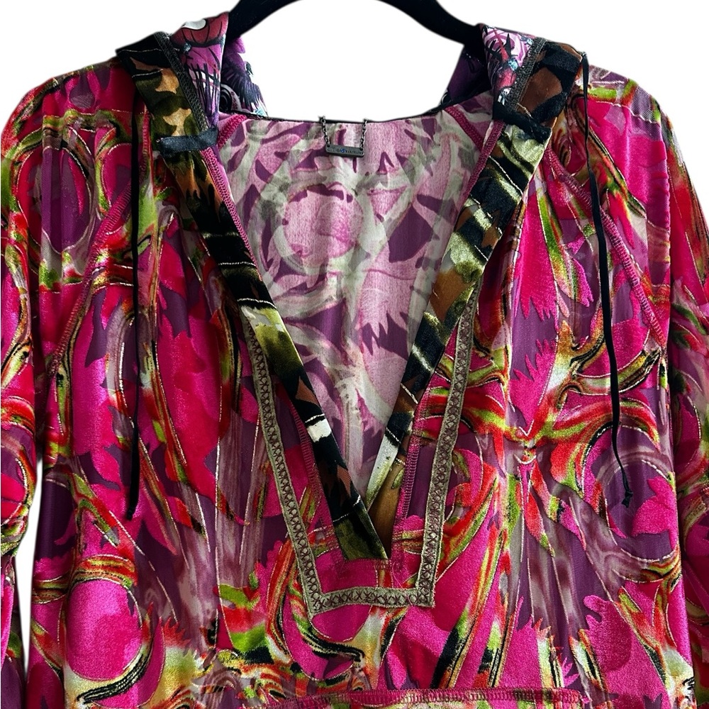 Vintage Custo Barcelona Velvet Burnout Tunic Top Y2K Boho Psychedelic Streetwear - Picture 13 of 15